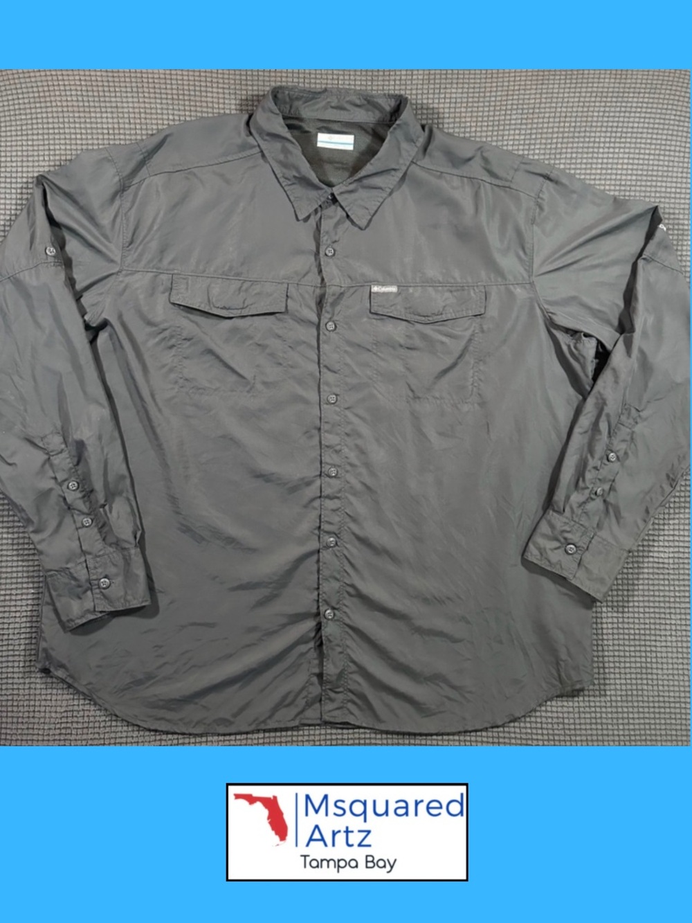 Columbia Sportswear Fishing Shirt Mens XXL Gray Nylon Vented Long Sleeve Outdoor